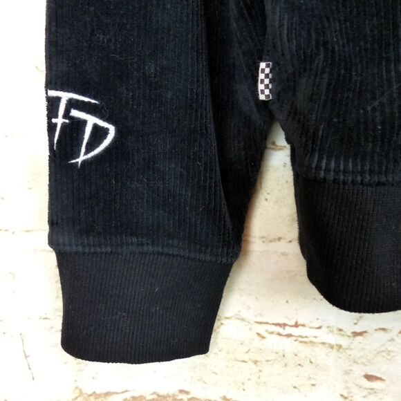 Vans X Fabiana Delfino Sweatshirt Women M Black Corduroy Blocked Patchwork Skate - Picture 10 of 10